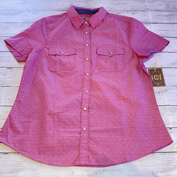 Victory Outfitters Western Cowgirl Country Short Sleeve Snap Down Shirt Size M - Picture 2 of 6